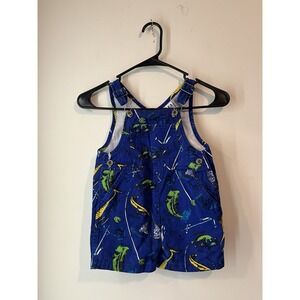 Just Friends vintage blue green fish overalls 100% cotton toddler boys Shorts 3T